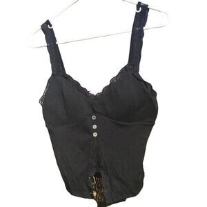 Womens Babydoll Top Camisole Size Large Y2K Whimsigoth Coquette Lace Witch Y2K